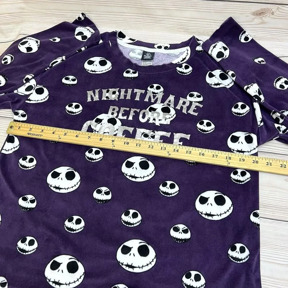 “Nightmare Before Coffee” Christmas Disney Womens S Purple Pajama Top Sleepwear - Picture 9 of 12
